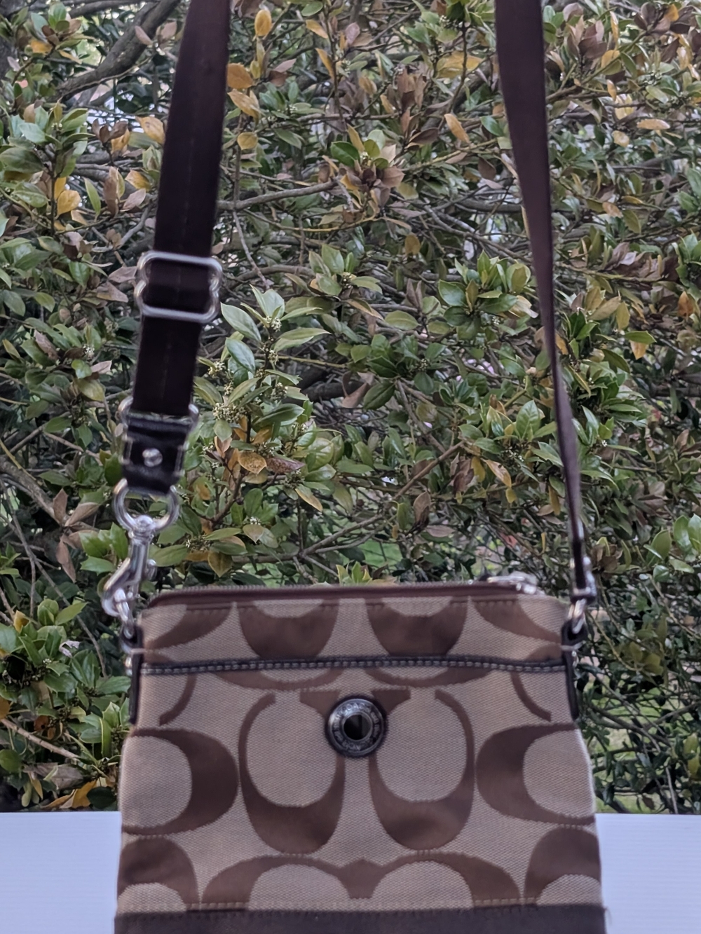 Coach Signature Canvas Brown Crossbody Bag